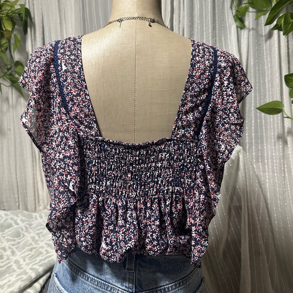 Ariat Navy and Pink Floral Blouse - Picture 2 of 5